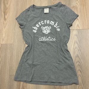 A&F Abercrombie Fitch Women L Gray Athletic tiger Fitted Tshirt Tee Top Y2K